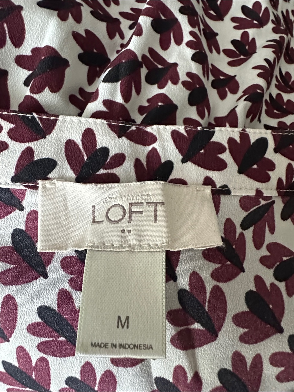 Loft Sleeveless White Dress with Burgundy Leaf Print size M - Picture 5 of 6